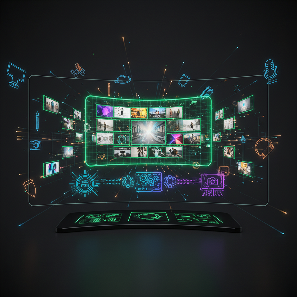AI content engine production pipeline showing monthly content calendar and brand asset creation
