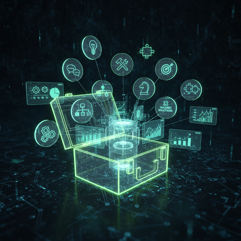 Custom consulting services overview showing tailored problem solving and strategic planning tools